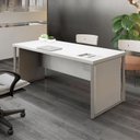 Ver imagem 1 de Escrivaninha Mesa Escritório Diretor com Caixa de Tomadas e Porta Objetos 200cm Corporate Cinza