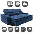 Ver imagem 3 de Sofá Retrátil e Reclinável 3,15m Cama inBox Big Puffer com SoftGel D40 Velupluma Azul