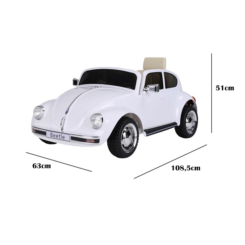 Carrinho Infantil Elétrico Vw Beetle 12v com Controle Remoto Branco - 4