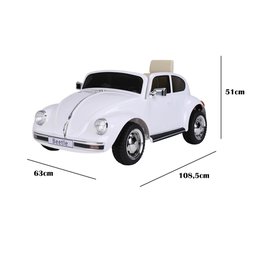 Carrinho Infantil Elétrico Vw Beetle 12v com Controle Remoto Branco - 4