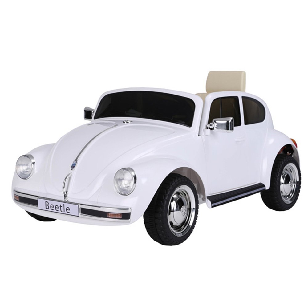 Carrinho Infantil Elétrico Vw Beetle 12v com Controle Remoto Branco