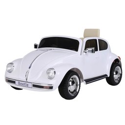 Carrinho Infantil Elétrico Vw Beetle 12v com Controle Remoto Branco - 1