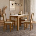 Ver imagem 1 de Conjunto Mesa de Jantar Bellagio com 4 Cadeiras Estofadas Clara Poliman Móveis