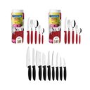 Ver imagem 1 de KIT - 2 Faqueiros Inox 30 Peças Ipanema Vermelho + 1 Conjunto Facas 9pç - Tramontina