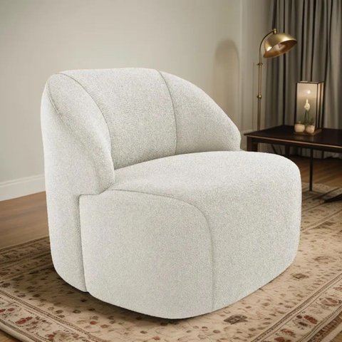 Poltrona Organica Decorativa Eloa Boucle Bege