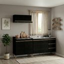 Ver imagem 1 de Armário de Cozinha Compacta Modulada 3 Peças 200cm Milão Menu Móveis Preto