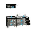 Ver imagem 5 de Armário de Cozinha Compacta Modulada 3 Peças 200cm Milão Menu Móveis Preto