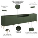 Ver imagem 2 de Rack para Sala de Estar Tv 85 Pol 4 Portas Pés Industrial Dourado Alef I03 Musgo - Lyam Decor