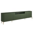 Ver imagem 1 de Rack para Sala de Estar Tv 85 Pol 4 Portas Pés Industrial Dourado Alef I03 Musgo - Lyam Decor