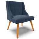 Ver imagem 7 de Kit 2 Cadeiras Decorativas Sala de Jantar Pés Palito de Madeira Firenze Suede Azul Marinho/Natural G
