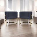 Ver imagem 2 de Kit 2 Poltronas Decorativa Recepção Luna Suede Cores Base de Ferro Champagne