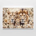 Ver imagem 3 de Quadro Decorativo Florido Família Leão e Leoa com Filhote Sala Quarto Casa Escritório 120x180