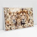 Ver imagem 2 de Quadro Decorativo Florido Família Leão e Leoa com Filhote Sala Quarto Casa Escritório 120x180