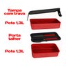 Marmita Marmitex Dupla Fitness com Talher California 1,3l Unitermi Vermelho - 2