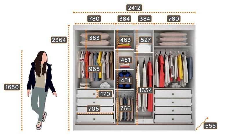 Dormitório Casal Completo 3 Peças com Espelho 2 Portas 14 Gavetas - Catânia-branco - Móveis Novo Hor - 5