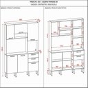 Ver imagem 3 de Armário para Cozinha 100% MDF 6 Portas 2 Gavetas Ferrara Plus Marrom/Freijó/Supremo