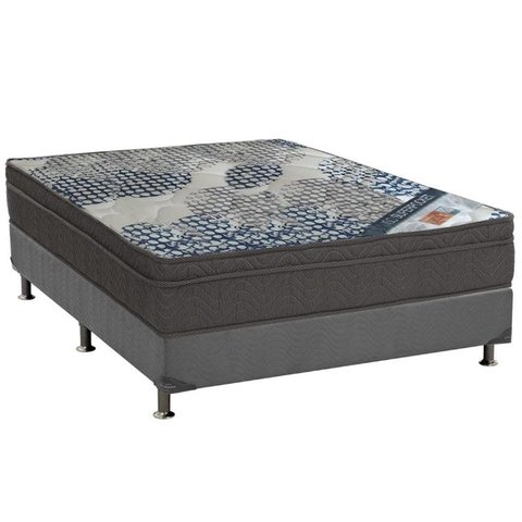 Cama Box Casal: Colchão Molas Ensacadas Ortobom SuperPocket ISO Firme + Base CRC Suede Gray(138x188)