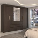 Ver imagem 1 de Guarda-roupa Casal Luxuria 4 Portas 6 Gavetas com Espelho Ebano - Panorama Móveis