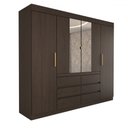 Ver imagem 4 de Guarda-roupa Casal Luxuria 4 Portas 6 Gavetas com Espelho Ebano - Panorama Móveis