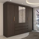Ver imagem 7 de Guarda-roupa Casal Luxuria 4 Portas 6 Gavetas com Espelho Ebano - Panorama Móveis