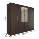 Ver imagem 5 de Guarda-roupa Casal Luxuria 4 Portas 6 Gavetas com Espelho Ebano - Panorama Móveis