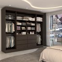 Ver imagem 3 de Guarda-roupa Casal Luxuria 4 Portas 6 Gavetas com Espelho Ebano - Panorama Móveis