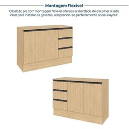 Cozinha Modulada 8 Peças 5 Aéreos 2 Balcões 1 Paneleiro Nara CabeCasa MadeiraMadeira - 13