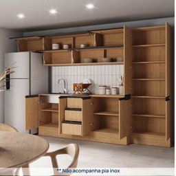 Cozinha Modulada 8 Peças 5 Aéreos 2 Balcões 1 Paneleiro Nara CabeCasa MadeiraMadeira - 6