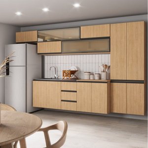 Cozinha Modulada 8 Peças 5 Aéreos 2 Balcões 1 Paneleiro Nara Cabecasa Madeiramadeira