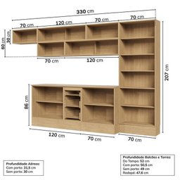 Cozinha Modulada 8 Peças 5 Aéreos 2 Balcões 1 Paneleiro Nara CabeCasa MadeiraMadeira - 5
