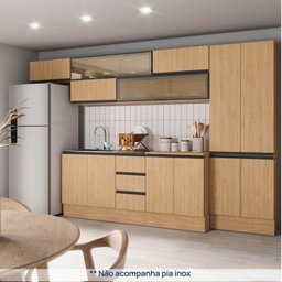 Cozinha Modulada 8 Peças 5 Aéreos 2 Balcões 1 Paneleiro Nara CabeCasa MadeiraMadeira - 3