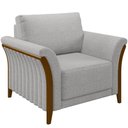 Ver imagem 4 de Kit Sofá 03 Lugares Sala Estar 222cm com 02 Poltronas Stefan Pés Madeira M03 Linho Cinza - Lyam Deco