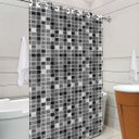 Ver imagem 1 de Cortina de Box com Ilhós Estampada Pastilha Preta