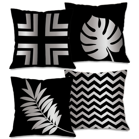 Kit com 4 Capas para Almofadas Decorativas Folhas