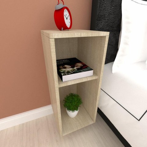 Mesa de Cabeceira Simples Amadeirado Minimalista Moderno Mesa Lateral Mdf