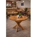 Ver imagem 1 de Mesa Redonda 1 Metro Madeira Maciça Ripado 5 Lugares