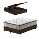 Ver imagem 1 de Box Baú Super King Marrom + Colchão Molas Ensacadas Probel GuardaCostas Ouro 193x203x76cm
