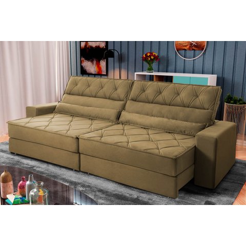Sofá Retrátil Reclinável 230cm Albany Suede Velut com Molas Ensacadas - King House
