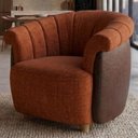 Ver imagem 2 de Poltrona Decorativa Alce Pes Madeira Linho Color Trend e Courino Tca 303 Tcs 721 Moll