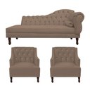 Ver imagem 1 de Kit Divã Cancun 160cm Braço Esquerdo + 2 Poltronas Genesis com Strass Suede: Capuccino