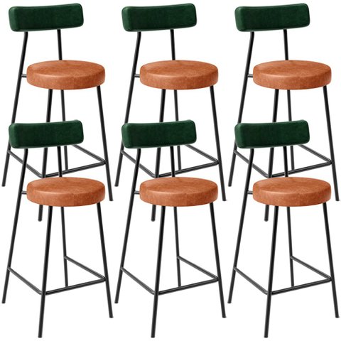Kit 06 Banquetas Baixa Cozinha Sala Jantar Bancada Milão L02 Facto Verde Musgo Camel - lyam decor Ly