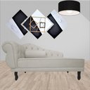 Ver imagem 3 de Recamier Decorativo Divã Larissa Lado Direito Couro Bege Pés Madeira Ms Decor