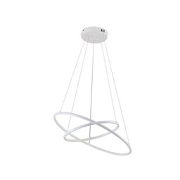 Lustre Pendente Moderno Anéis 60cm Led 45w 2 Arcos Branco para Sala de Estar Mesa de Jantar Equipe L - 1