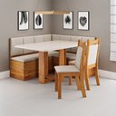 Ver imagem 1 de Conjunto Canto Alemão Baú com Mesa Retangular e 2 Cadeiras Ohio Bege
