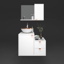 Ver imagem 2 de Conjunto de Banheiro Completo 60cm Gabinete com Armário + Cuba + Espelheira Branco com Cobre Nuestra