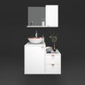 Conjunto de Banheiro Completo 60cm Gabinete com Armário + Cuba + Espelheira Branco com Cobre Nuestra - 2
