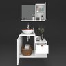 Conjunto de Banheiro Completo 60cm Gabinete com Armário + Cuba + Espelheira Branco com Cobre Nuestra - 4