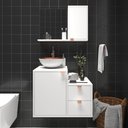 Ver imagem 1 de Conjunto de Banheiro Completo 60cm Gabinete com Armário + Cuba + Espelheira Branco com Cobre Nuestra