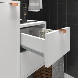 Conjunto de Banheiro Completo 60cm Gabinete com Armário + Cuba + Espelheira Branco com Cobre Nuestra - 5