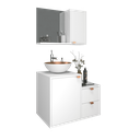 Ver imagem 6 de Conjunto de Banheiro Completo 60cm Gabinete com Armário + Cuba + Espelheira Branco com Cobre Nuestra